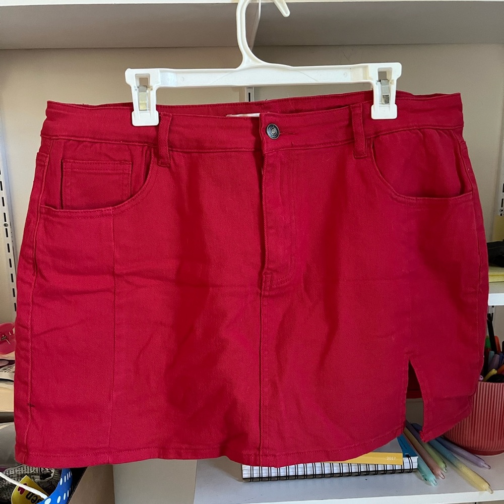 Red Denim Mini Skirt Shorts SKORT! size 2X